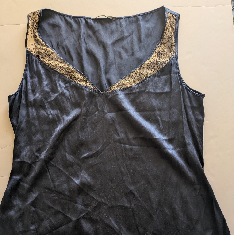 Elie Tahari Navy Silk Top